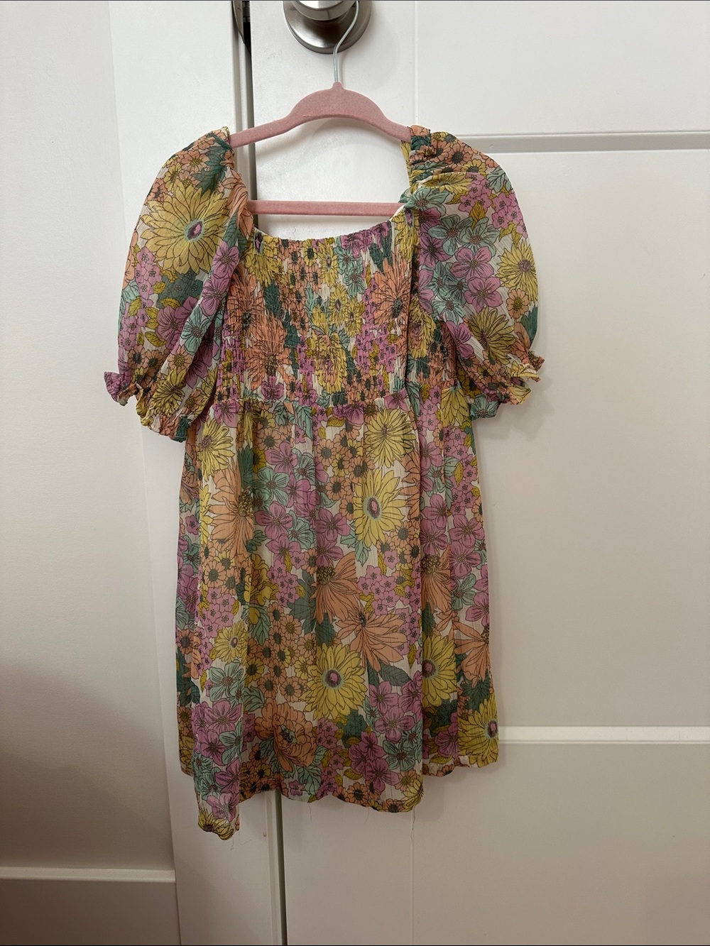 Floral Puff-Sleeve Kids Dress